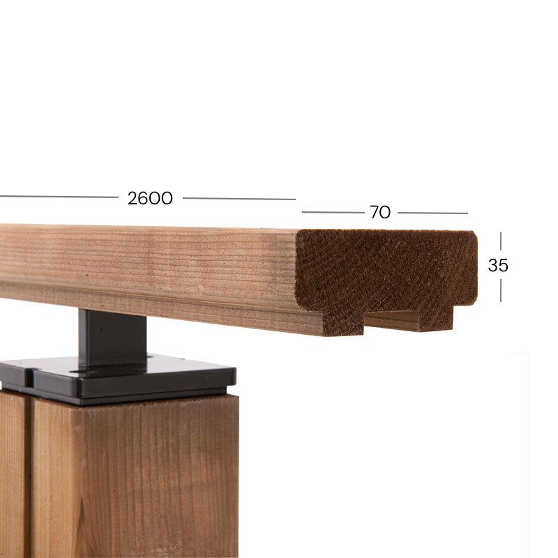 Schéma dimensions main courante bois extérieur - Kordo