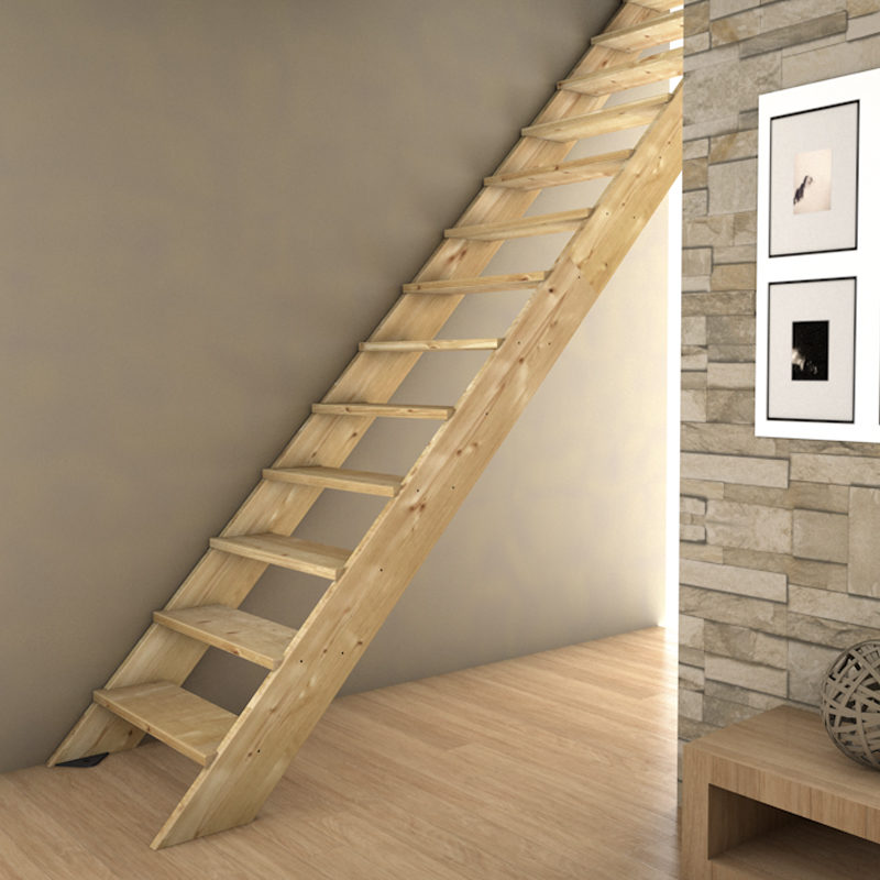 Escalier bois droit intérieur ABIES - Kordo