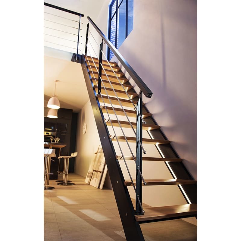 Escalier droit bois noir intérieur SPARK - Kordo
