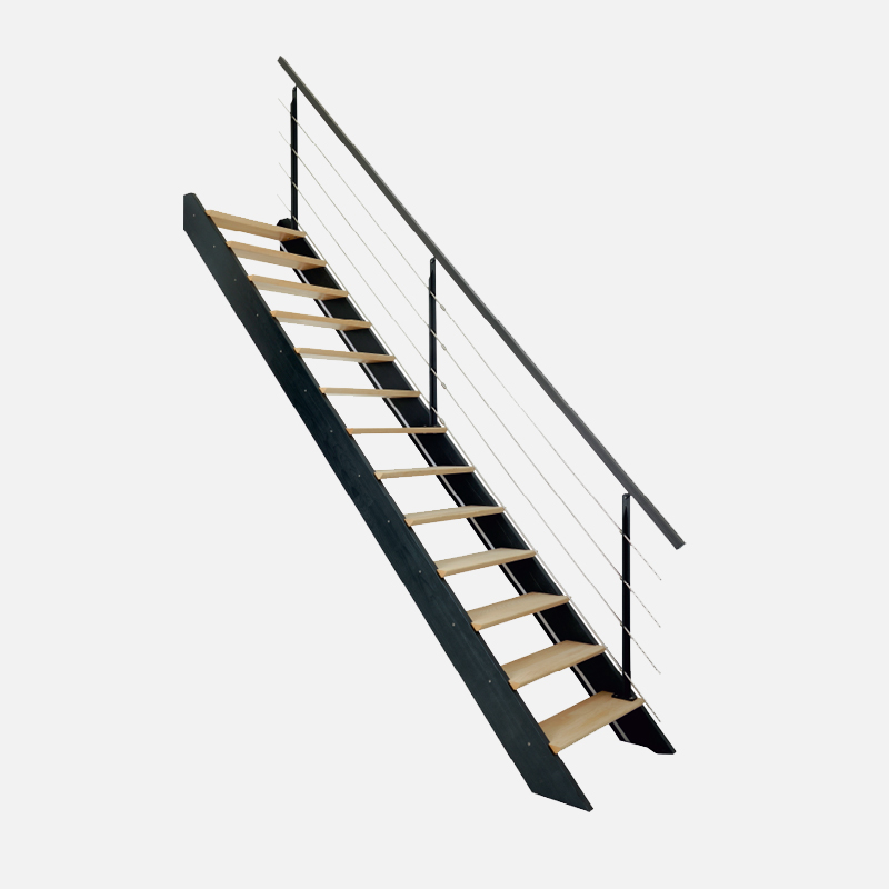 Escalier droit bois noir SPARK - Kordo