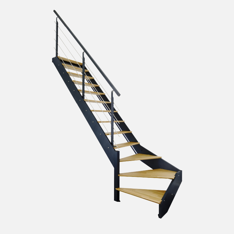 Escalier quart tournant gauche bois noir SPARK - Kordo