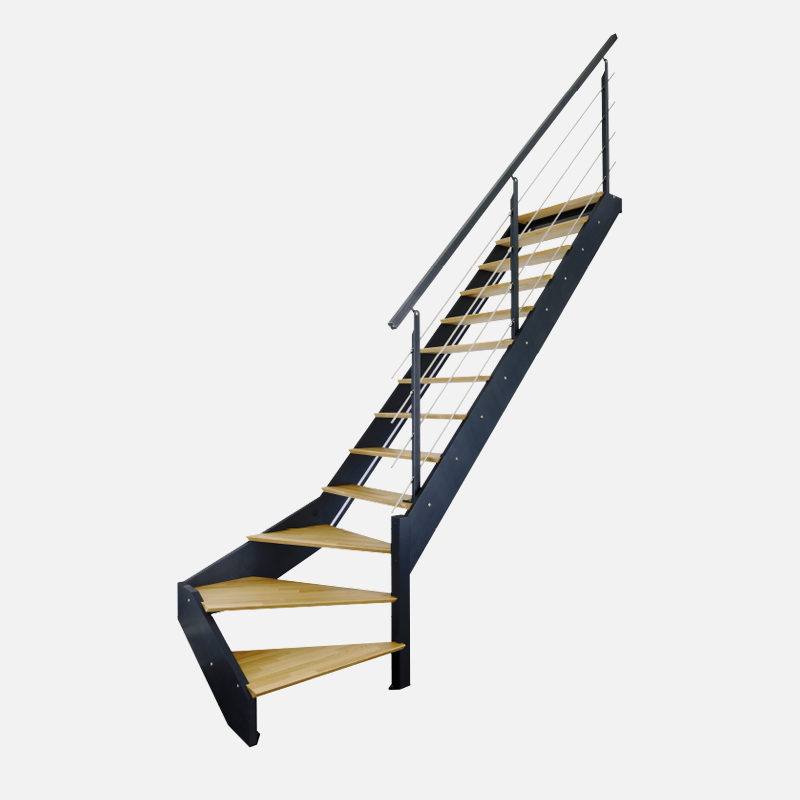 Escalier quart tournant droite bois noir SPARK - Kordo