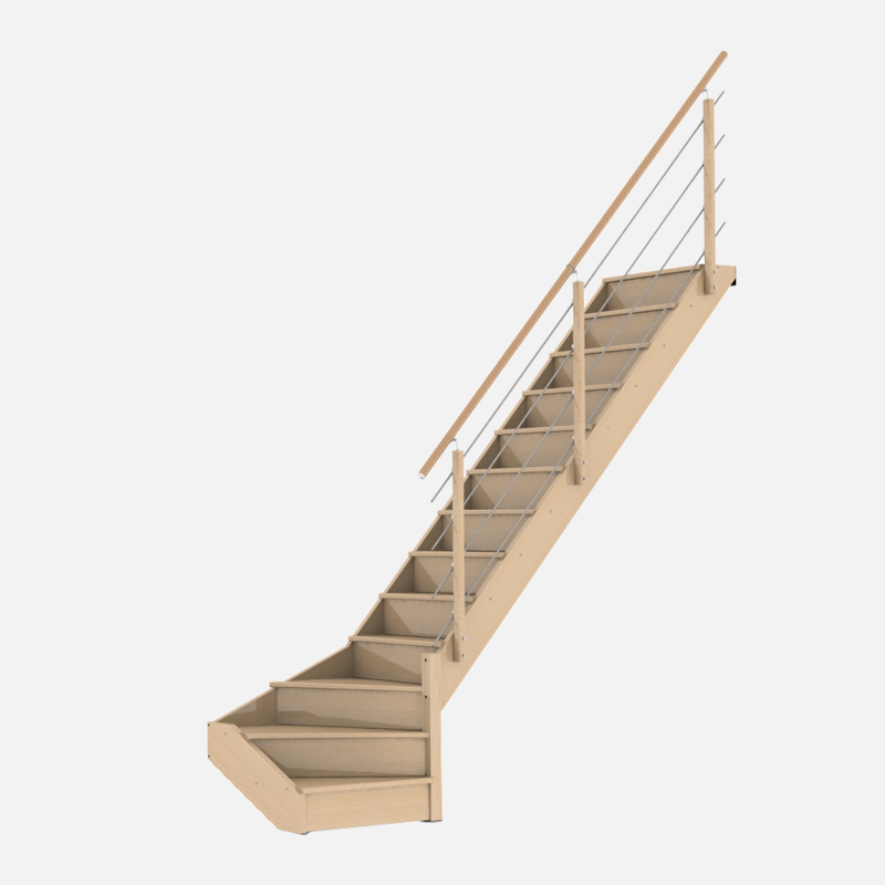 Escalier quart tournant droite bois NOVAH - Kordo