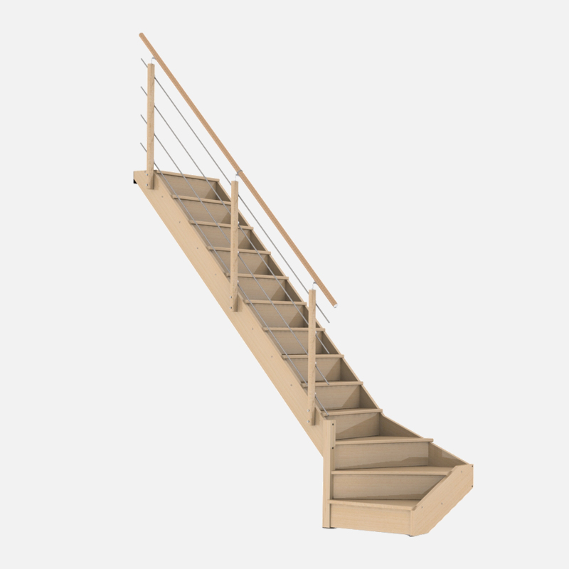 Escalier quart tournant gauche bois NOVAH - Kordo