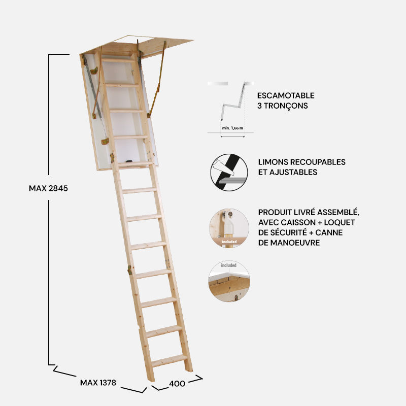 escalier escamotable grenier trappe bois pas cher isomax Kordo 3