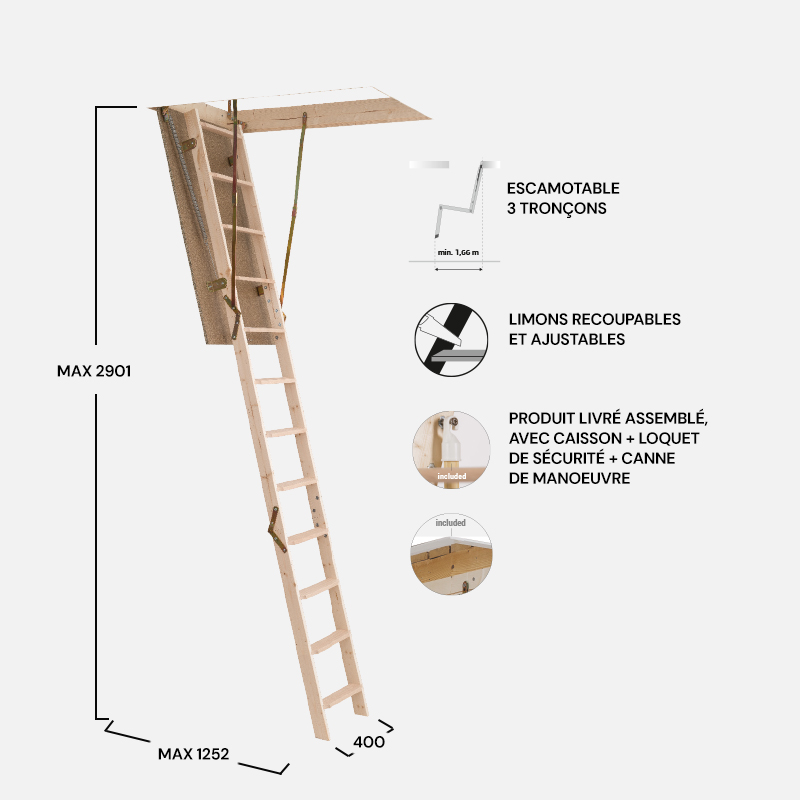 escalier escamotable grenier trappe bois pas cher loft2 Kordo 2